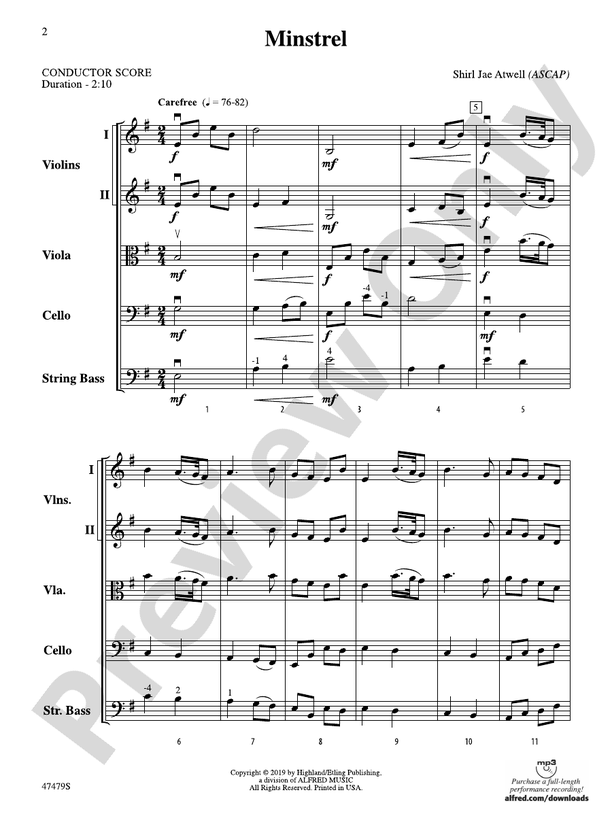 Minstrel - String Orchestra Conductor Score & Parts (Digital Download)