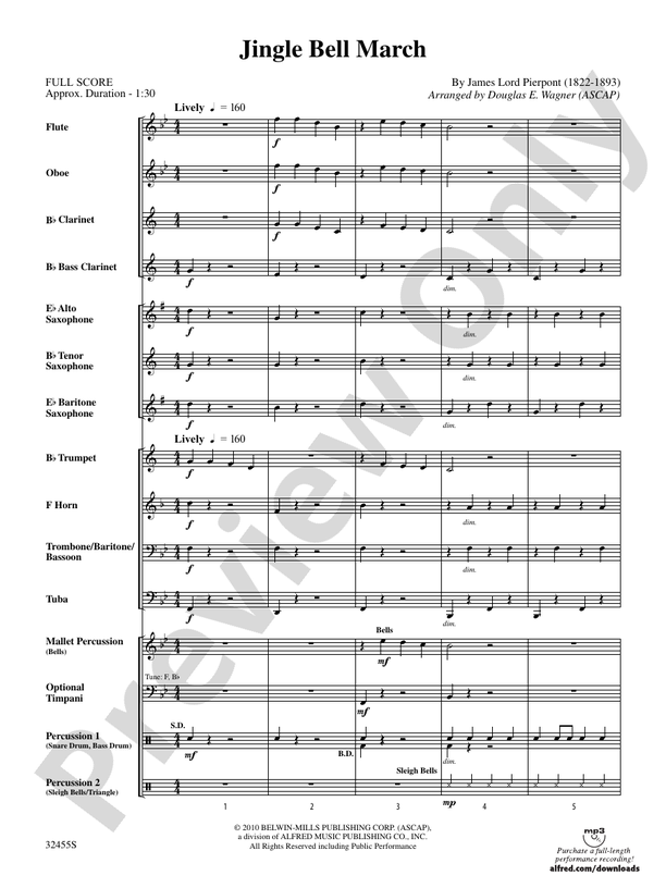 Jingle Bell March - Concert Band Conductor Score & Parts (Digital Download)