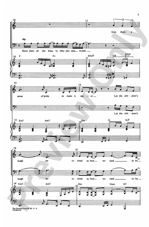 Greatest Love of All – SATB Choral Octavo (Digital Download)