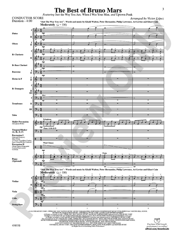 The Best of Bruno Mars - Full Orchestra Conductor Score & Parts (Digital Download)