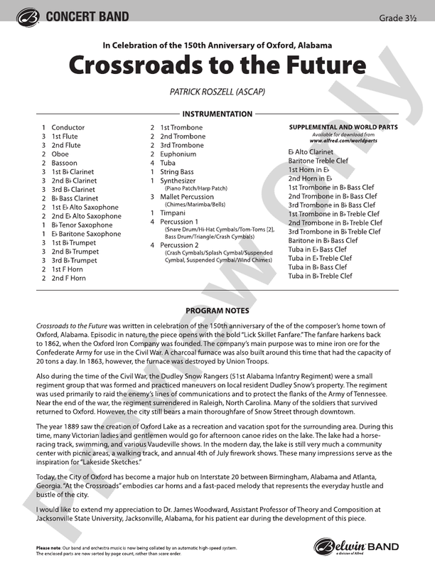 Crossroads to the Future - Concert Band Conductor Score & Parts (Digital Download)
