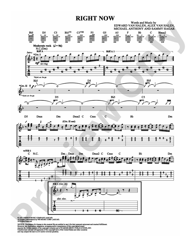 Right Now - Guitar TAB (Digital Download)