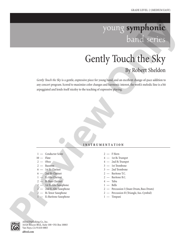 Gently Touch the Sky - Concert Band Conductor Score & Parts (Digital Download)