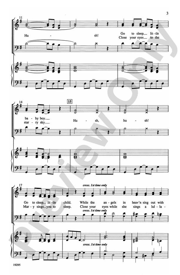 Hush! – 3-Part Mixed/SAB Choral Octavo - Digital Sheet Music Download (Digital Download)