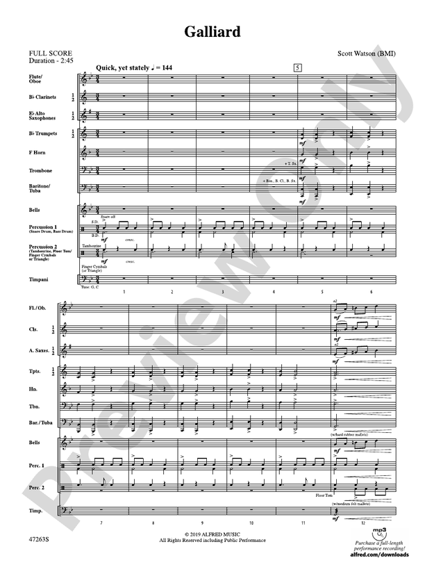 Galliard - Concert Band Conductor Score & Parts (Digital Download)