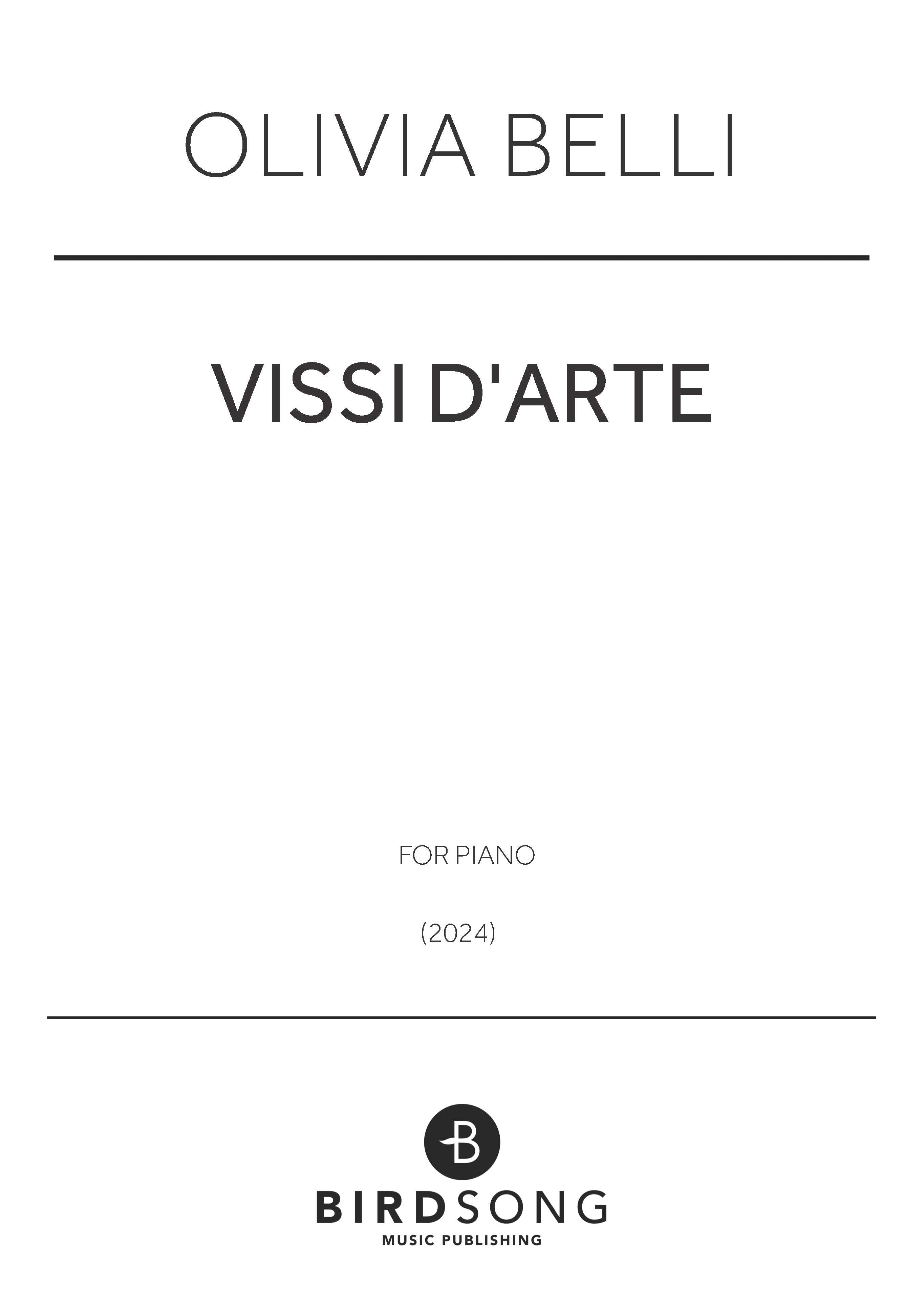 Belli - Vissi d'arte - Piano Solo (Digital Download)