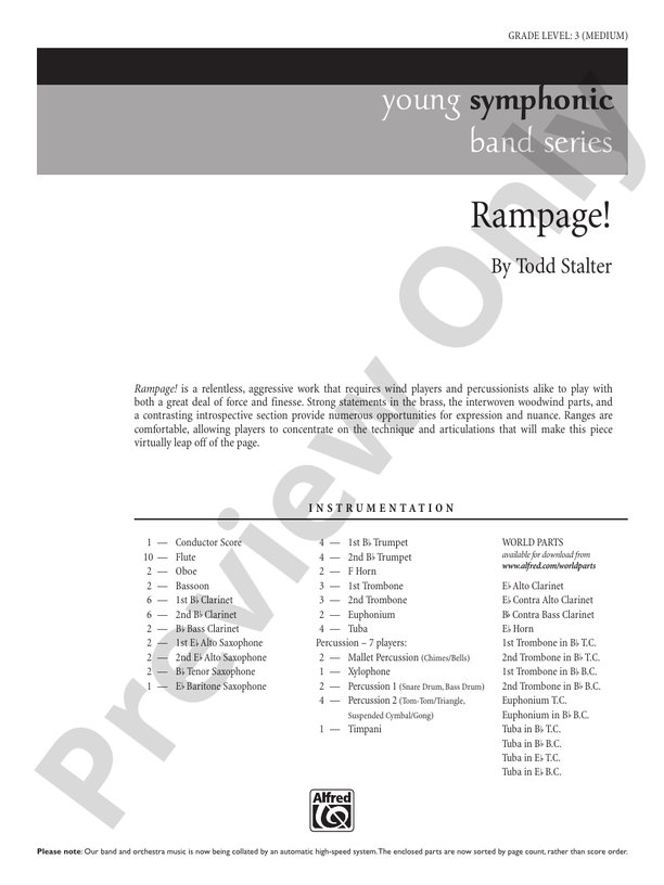 Rampage! - Concert Band Conductor Score & Parts (Digital Download)