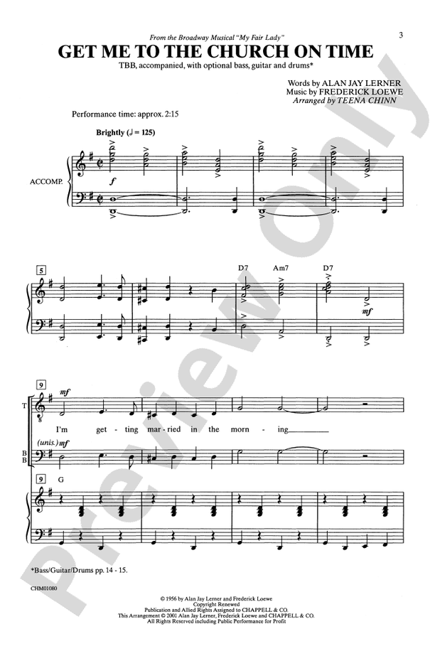 Get Me to the Church on Time – TBB Choral Octavo (Digital Download)