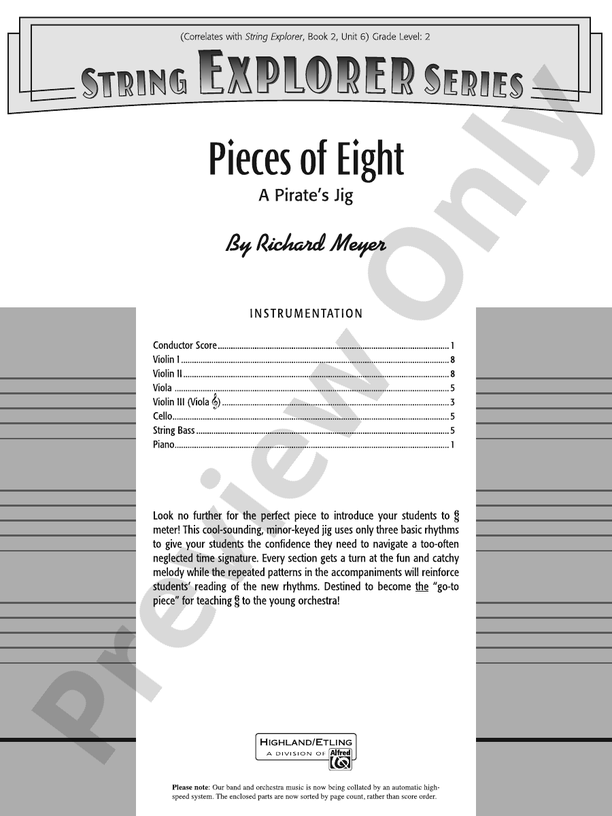 Pieces of Eight - String Orchestra Conductor Score & Parts (Digital Download)