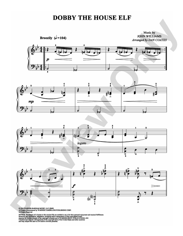 Dobby the House Elf - Arr. Dan Coates - Easy Piano (Digital Download)
