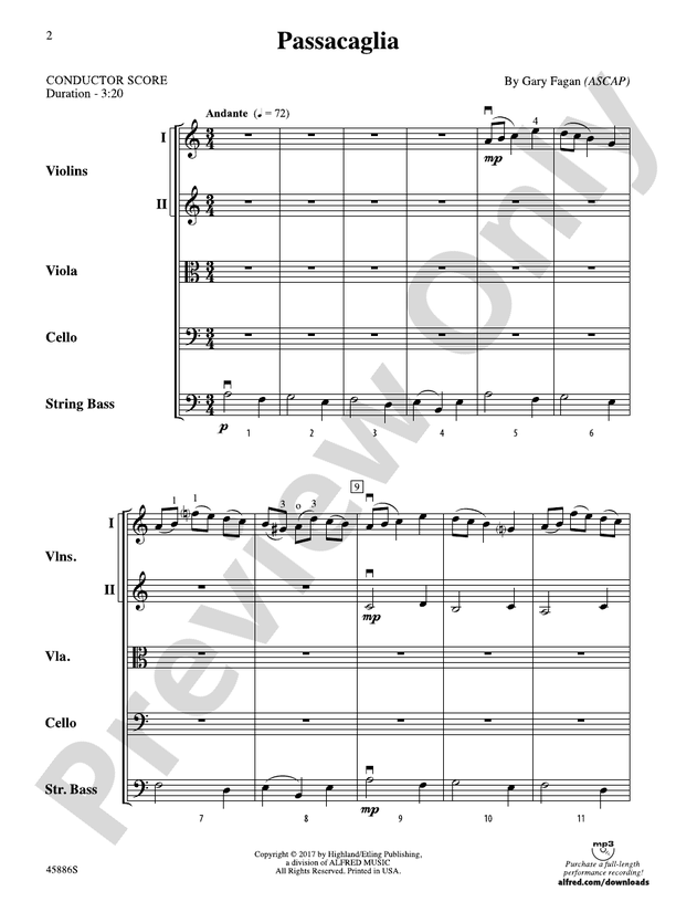 Passacaglia - String Orchestra Conductor Score & Parts (Digital Download)