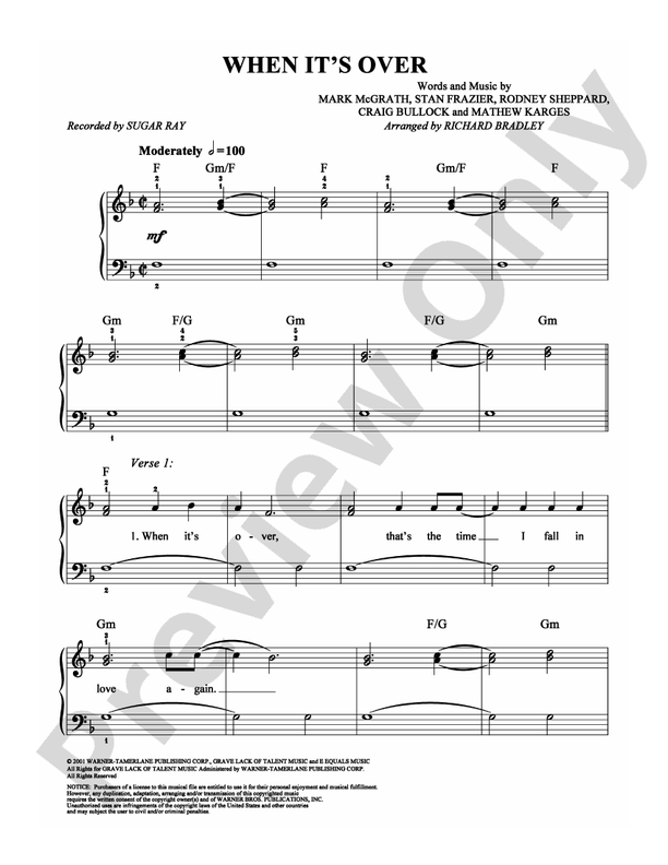 When It's Over - Arr. Richard Bradley (DSM-PS-0005128) - Easy Piano (Digital Download)