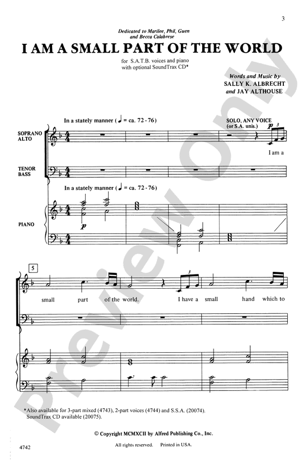 I Am a Small Part of the World – SATB Choral Octavo (Digital Download)