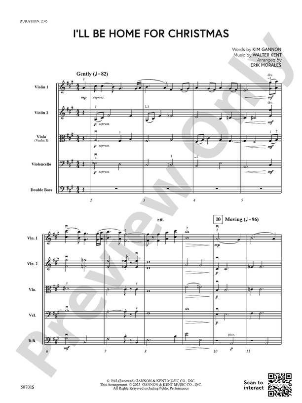 I'll Be Home for Christmas - String Orchestra Conductor Score & Parts (Digital Download)