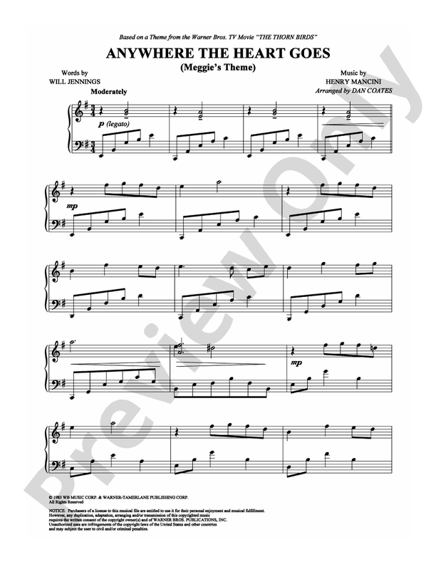 Anywhere the Heart Goes (Meggie's Theme) - Piano (Digital Download)