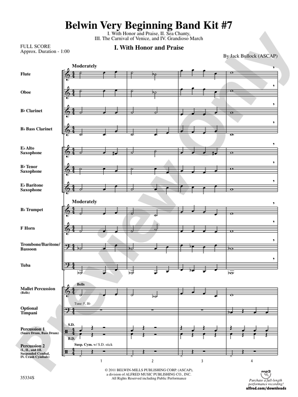 Belwin Very Beginning Band Kit #7 - Concert Band Conductor Score & Parts (Digital Download)