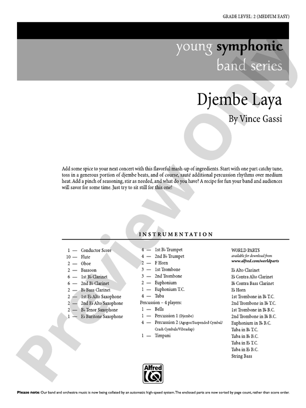 Djembe Laya - Concert Band Conductor Score & Parts (Digital Download)