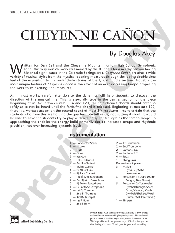 Cheyenne Canon - Concert Band Conductor Score & Parts (Digital Download)