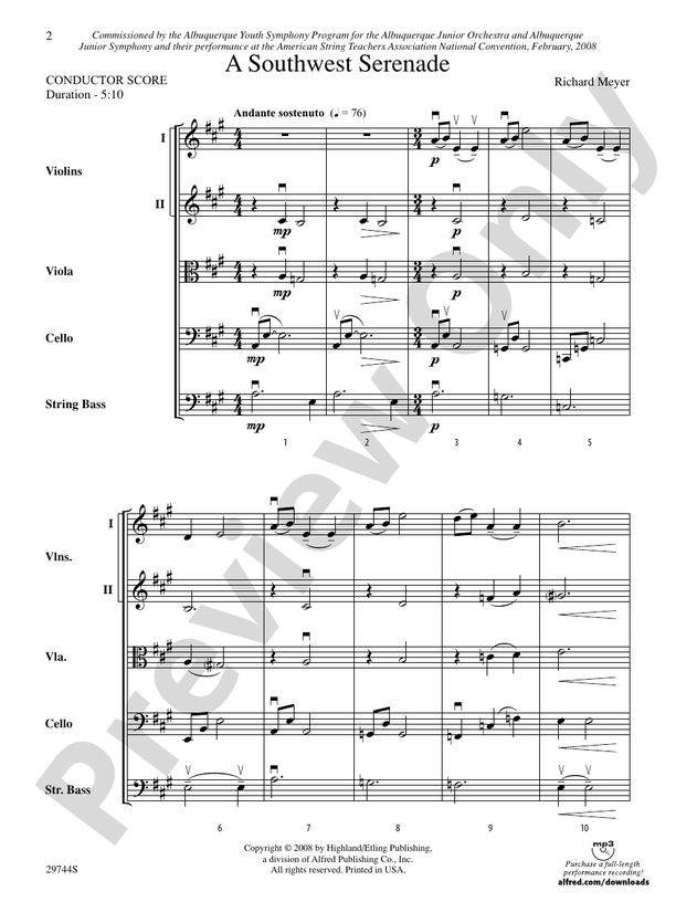 A Southwest Serenade – String Orchestra Conductor Score & Parts (Digital Download)
