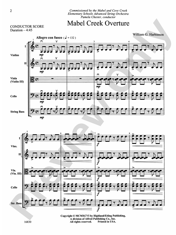 Mabel Creek Overture – String Orchestra Conductor Score & Parts (Digital Download)