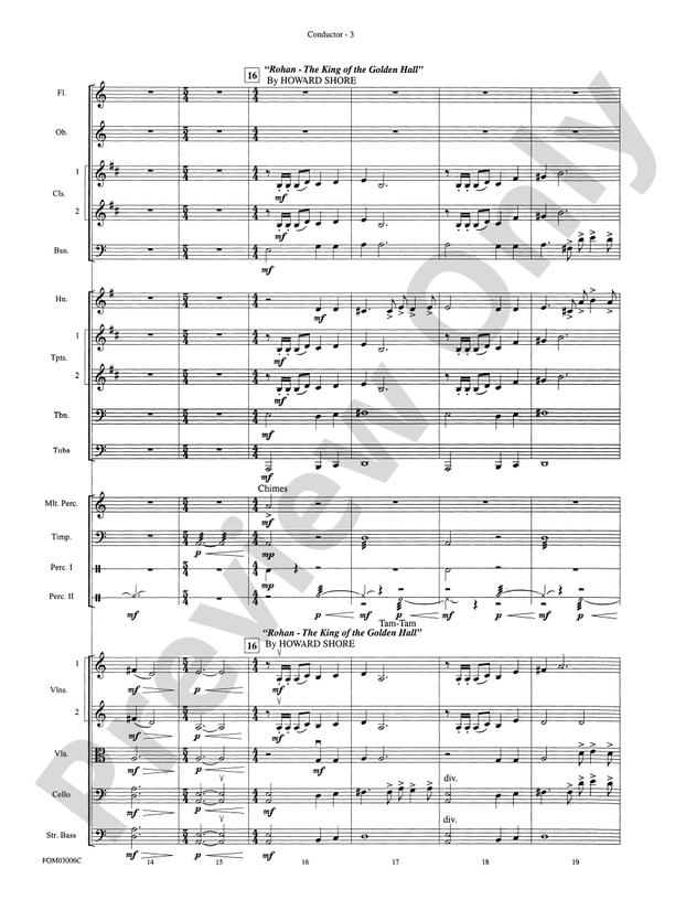The Lord of the Rings: The Two Towers, Highlights from – Full Orchestra Conductor Score & Parts (Digital Download)