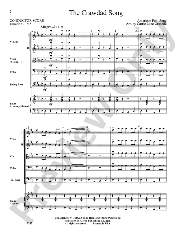The Crawdad Song – String Orchestra Conductor Score & Parts (Digital Download)