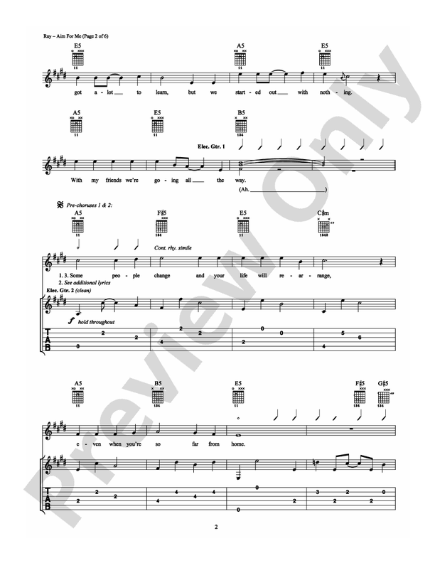 Aim For Me - Guitar TAB (Digital Download)