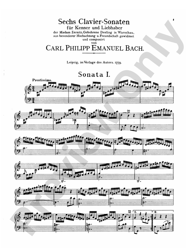 Bach - Sonatas, Fantasias & Rondos (Volume I) - Piano Solo (Digital Download)