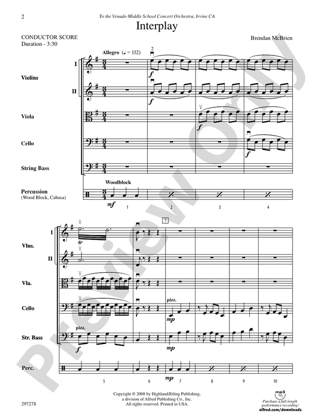 Interplay – String Orchestra Conductor Score & Parts (Digital Download)