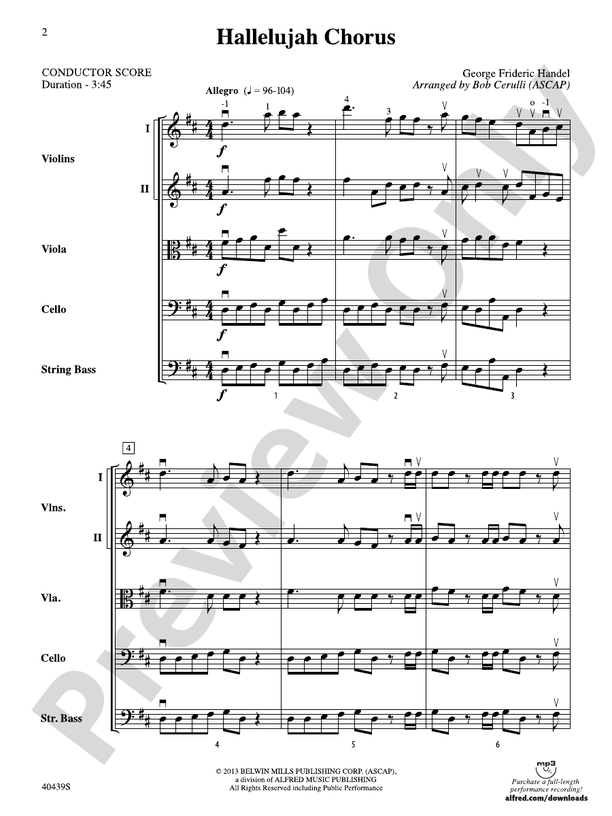 Hallelujah Chorus – String Orchestra Conductor Score & Parts (Digital Download)