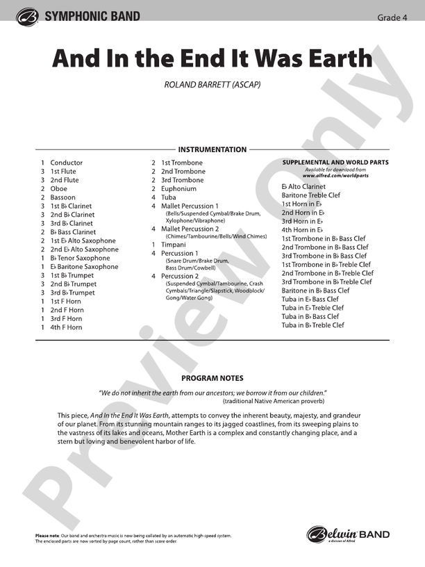 And in the End It Was Earth - Concert Band Conductor Score & Parts (Digital Download)