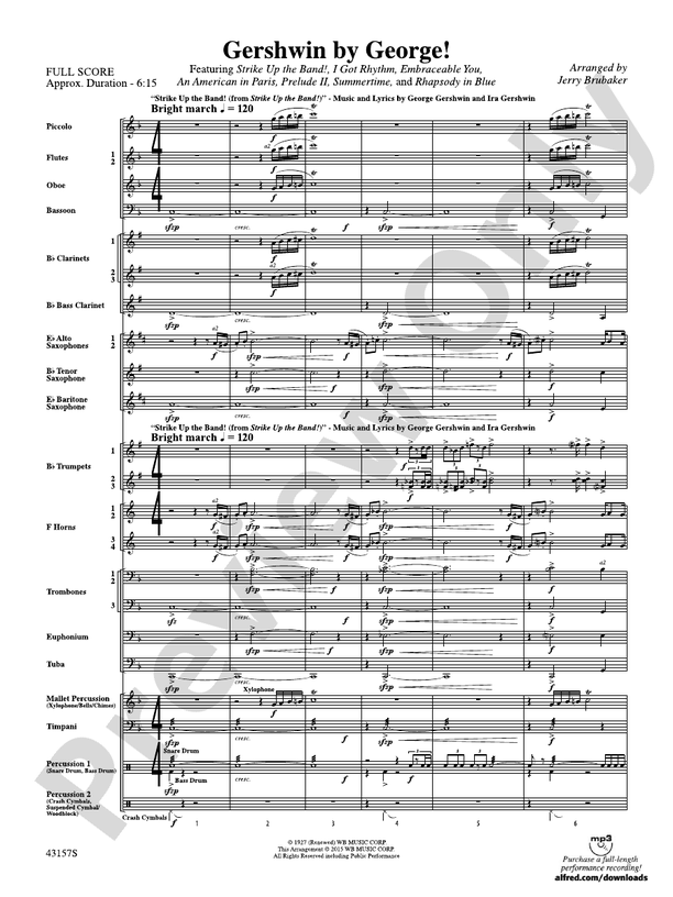 Gershwin by George! - Concert Band Conductor Score & Parts (Digital Download)