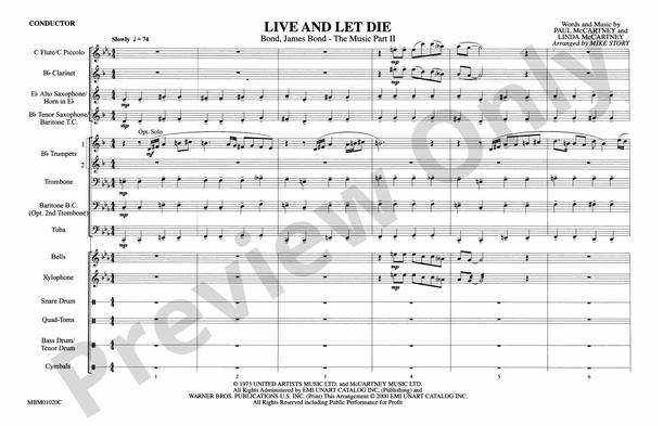 Live and Let Die – Marching Band Conductor Score & Parts (Digital Download)