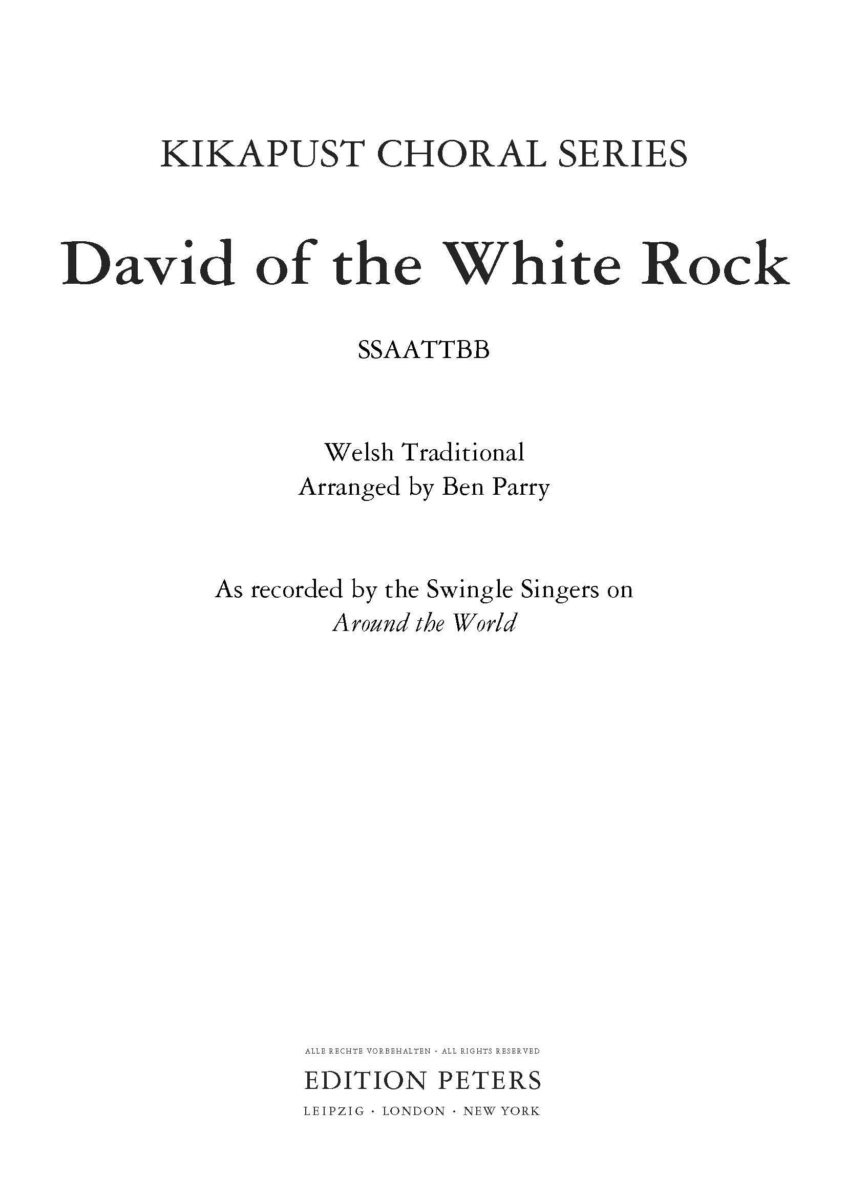 David Of The White Rock - SATB Choral Octavo (Digital Download)