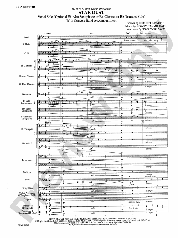 Star Dust (Grade 4) - Concert Band Conductor Score & Parts (Digital Download)