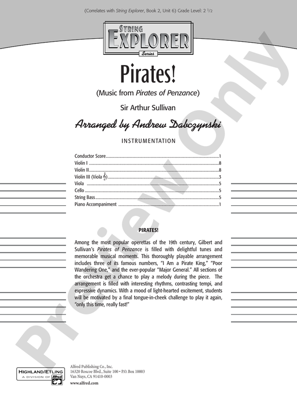 Pirates! – String Orchestra Conductor Score & Parts (Digital Download)