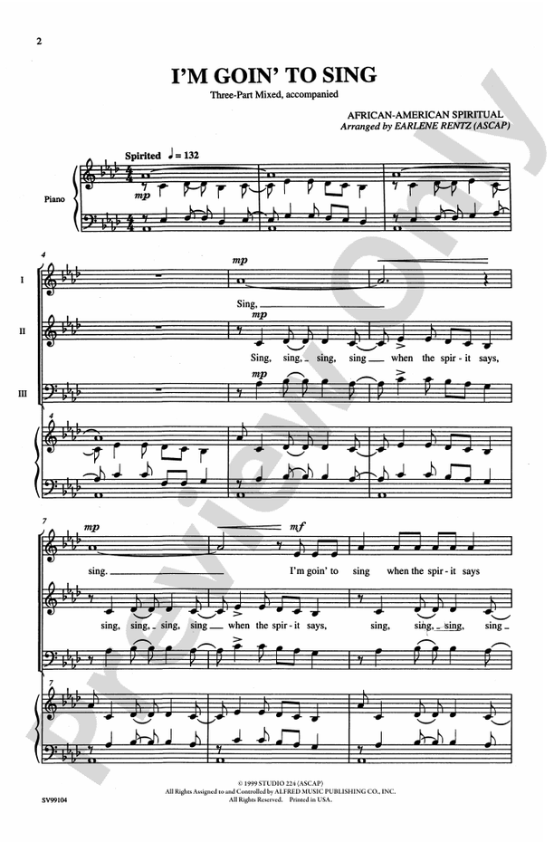 I'm Going to Sing – 3-Part Mixed Choral Octavo - Digital Sheet Music Download (Digital Download)