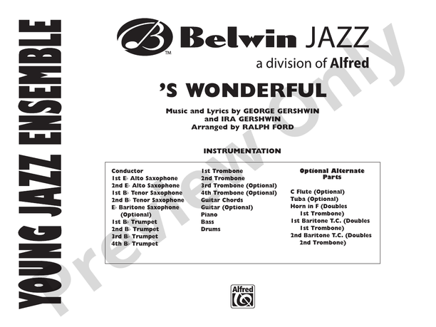 S Wonderful (Arr. Ralph Ford) - Jazz Ensemble Conductor Score & Parts (Digital Download)