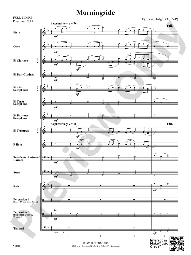 Morningside - Concert Band Conductor Score & Parts(Digital Download)