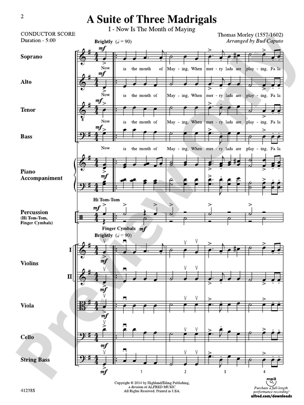 A Suite of Three Madrigals – String Orchestra Conductor Score & Parts (Digital Download)