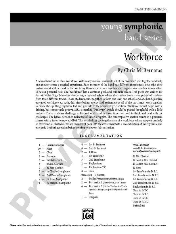 Workforce - Concert Band Conductor Score & Parts (Digital Download)