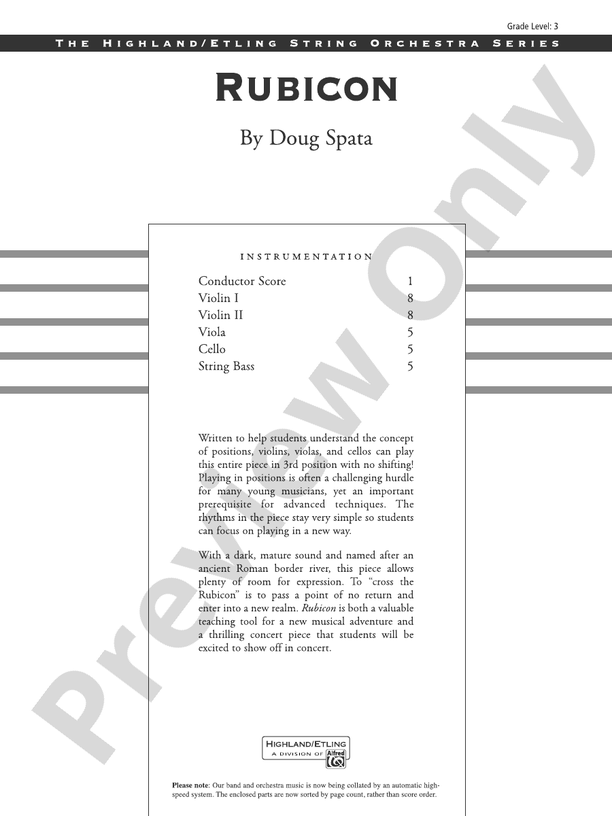 Rubicon - String Orchestra Conductor Score & Parts (Digital Download)