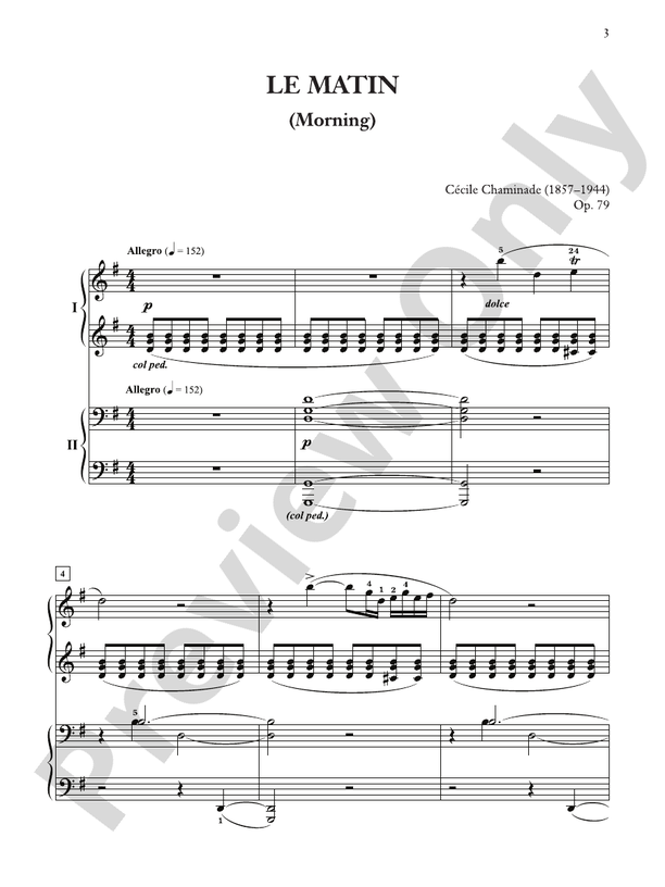 Chaminade - Le matin and Le soir (Morning and Evening), Opus 79 - 2 Pianos, 4 Hands (Digital Download)