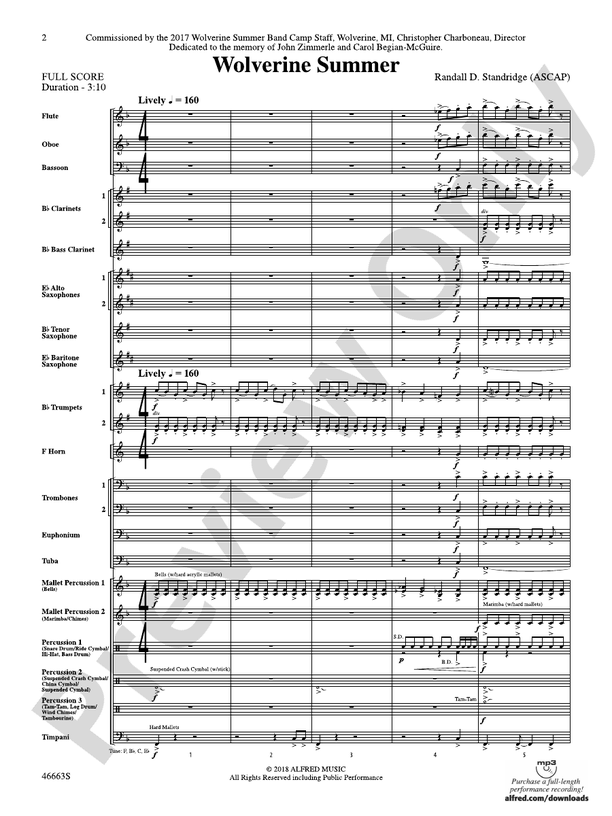 Wolverine Summer - Concert Band Conductor Score & Parts (Digital Download)