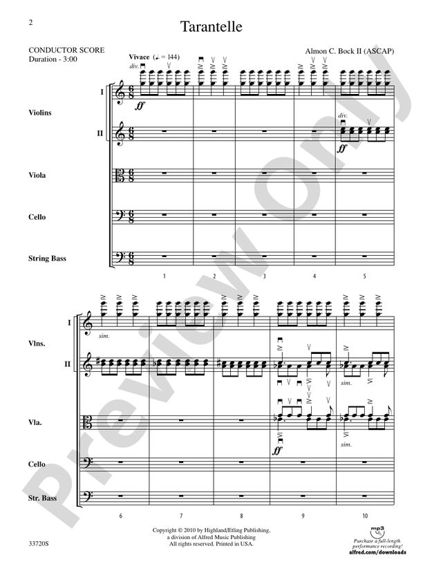 Tarantelle – String Orchestra Conductor Score & Parts (Digital Download)