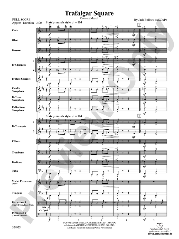 Trafalgar Square - Concert Band Conductor Score & Parts (Digital Download)