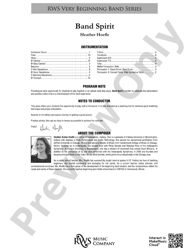 Band Spirit - Concert Band Conductor Score & Parts (Digital Download)