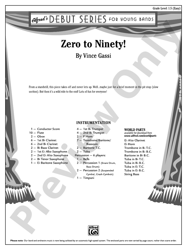 Zero to Ninety! - Concert Band Conductor Score & Parts (Digital Download)