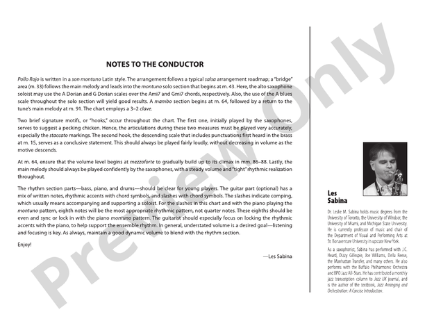 Pollo Rojo - Jazz Ensemble Conductor Score & Parts(Digital Download)