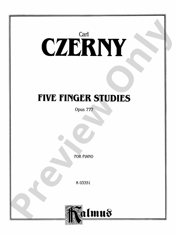 Czerny - Five Finger Studies, Op. 777 - Piano Solo (Digital Download)
